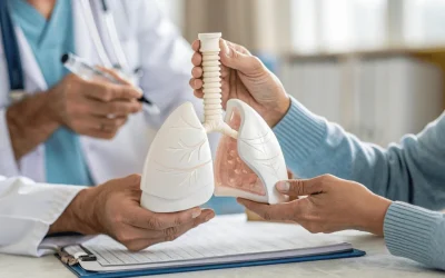 Allergy and asthma specialist advising a patient on inhaler use at EPIC Hospital Ahmedabad