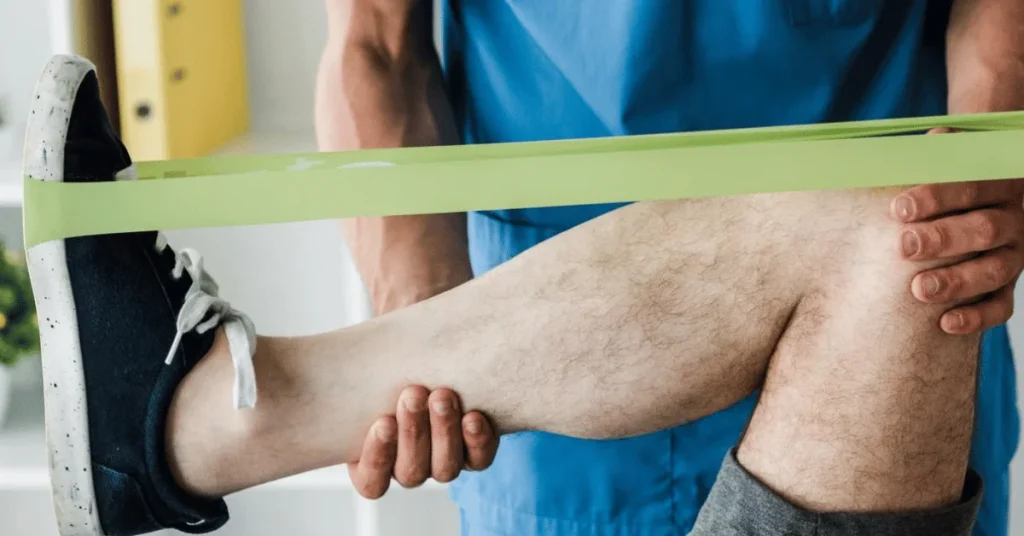 Sports injury specialist assessing an athlete's knee at EPIC Hospital Ahmedabad