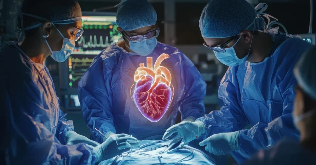 Surgical team performing complex heart surgery at EPIC Multispecialty Hospital Ahmedabad
