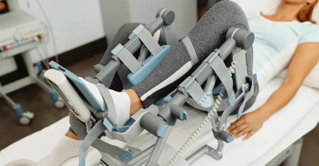 Surgeon using robotic system for knee replacement surgery at EPIC Hospital Ahmedabad