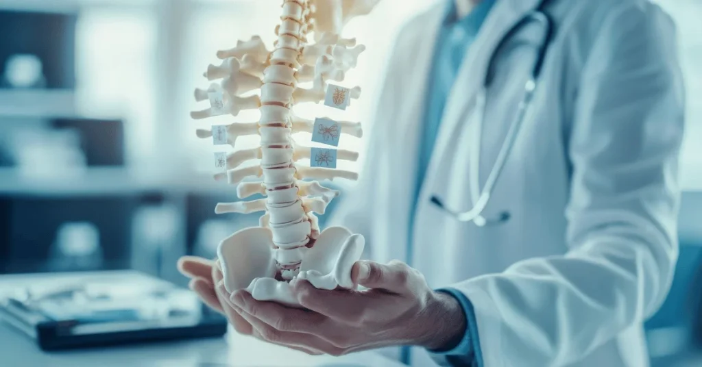 Spine surgeon reviewing an MRI scan with a back pain patient at EPIC Hospital Ahmedabad